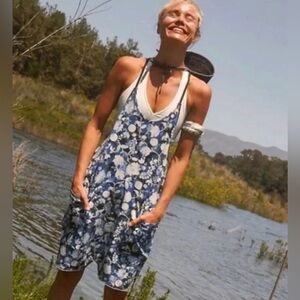 NWOT Free People Movement Hot Shot Printed Romper In Forest Floral Combo
